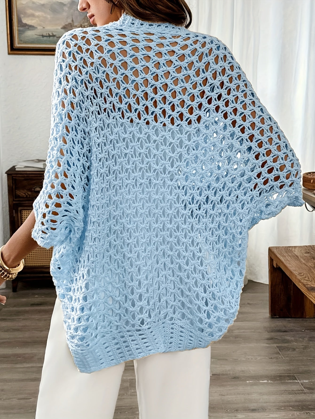 Etleva - Elegante Cárdigan Hueco Con Mangas Murciélago