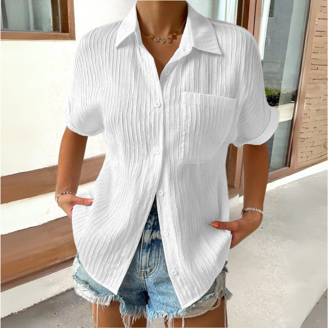 Anneke™ | Blusa elegante con cuello de camisa