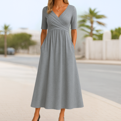 Monique™ | Vestido cruzado de manga corta