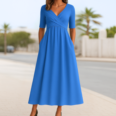 Monique™ | Vestido cruzado de manga corta