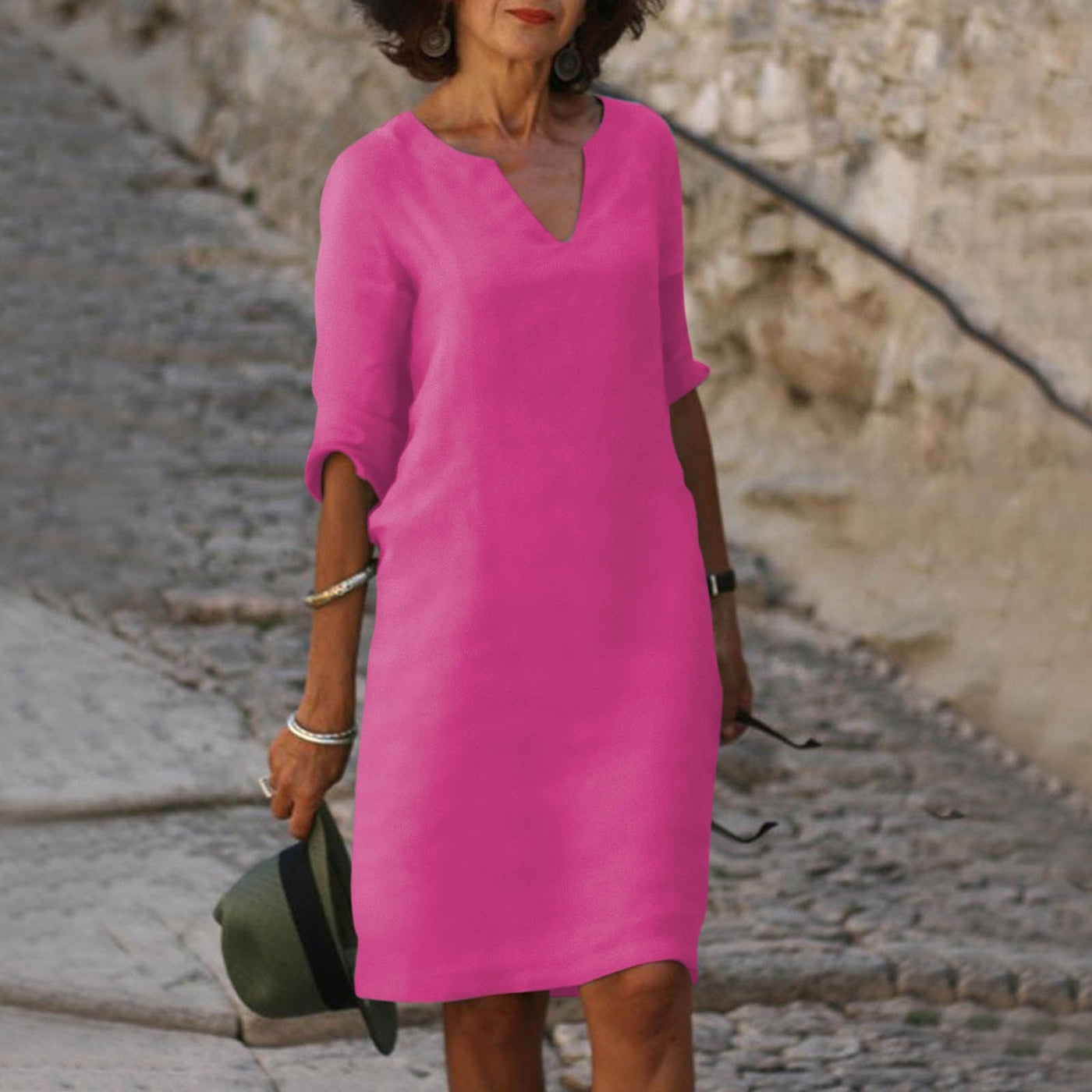 Vestido Amara de Lino con Escote en V