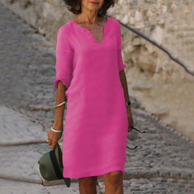 Vestido Amara de Lino con Escote en V