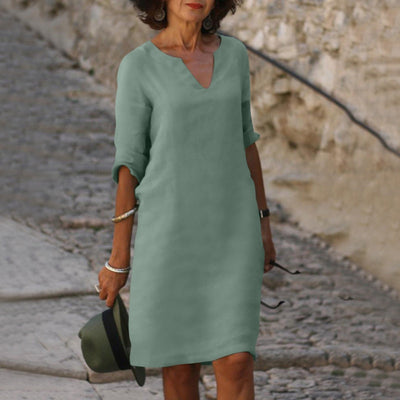 Vestido Amara de Lino con Escote en V