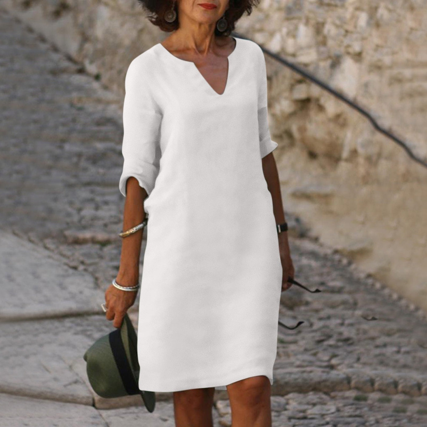 Vestido Amara de Lino con Escote en V