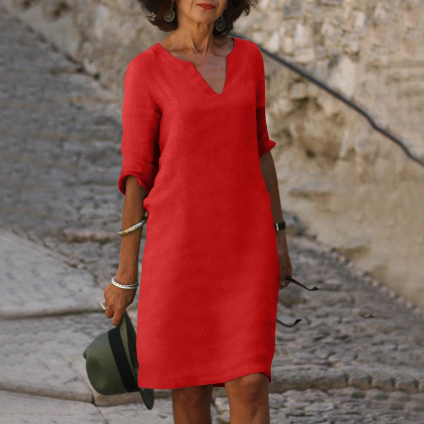 Vestido Amara de Lino con Escote en V