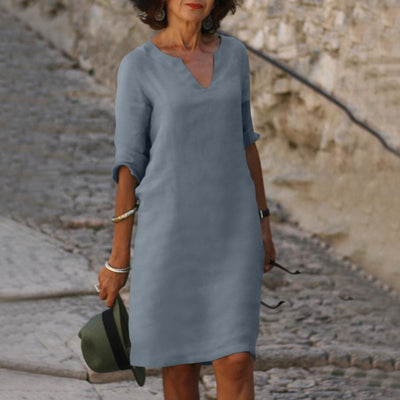 Vestido Amara de Lino con Escote en V