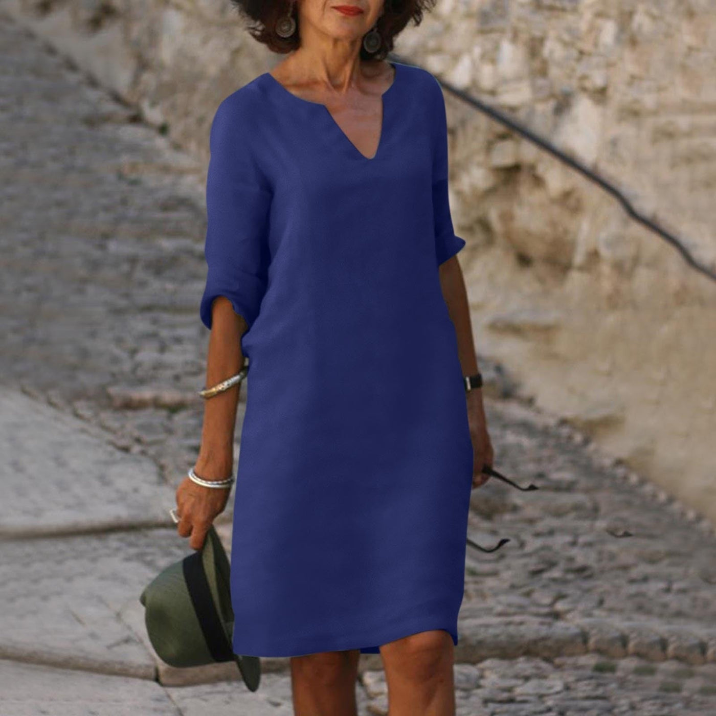 Vestido Amara de Lino con Escote en V