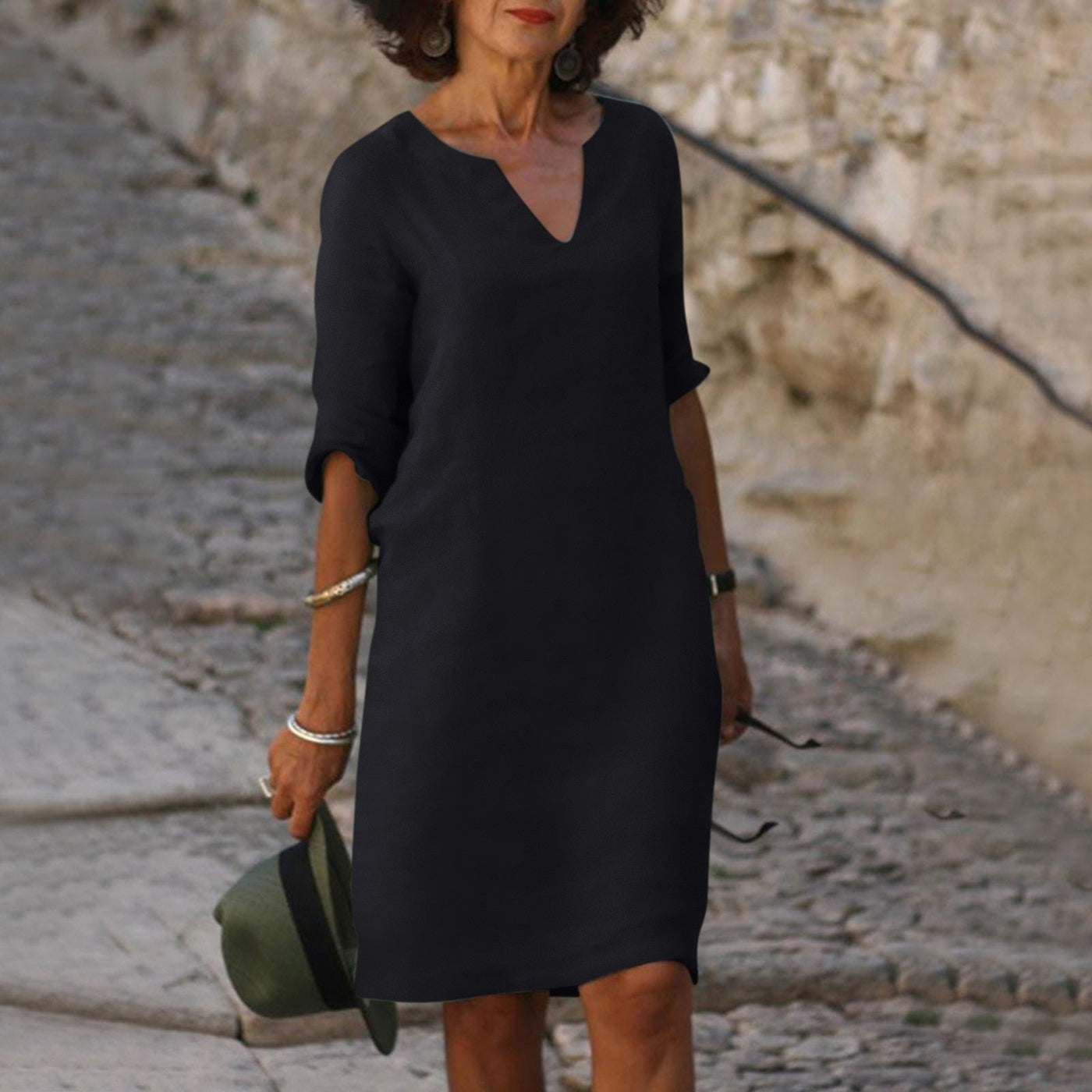 Vestido Amara de Lino con Escote en V