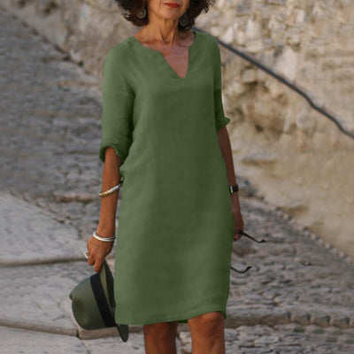 Vestido Amara de Lino con Escote en V