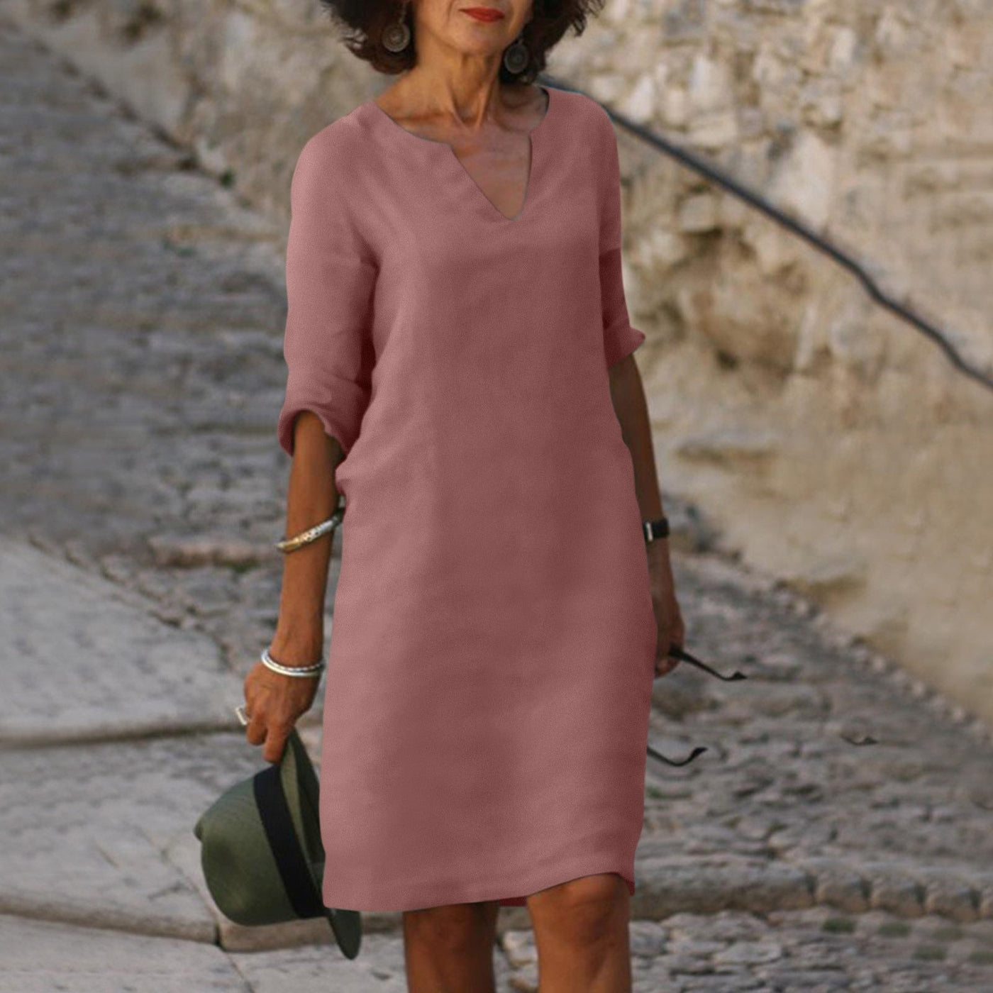 Vestido Amara de Lino con Escote en V