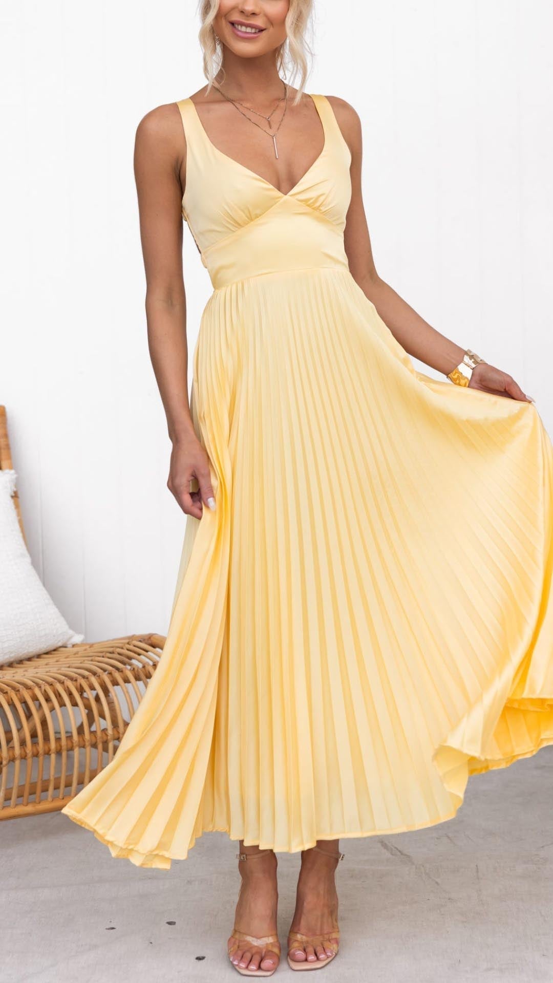 Juul™ | Elegante Maxijurk met Geplooide V-hals