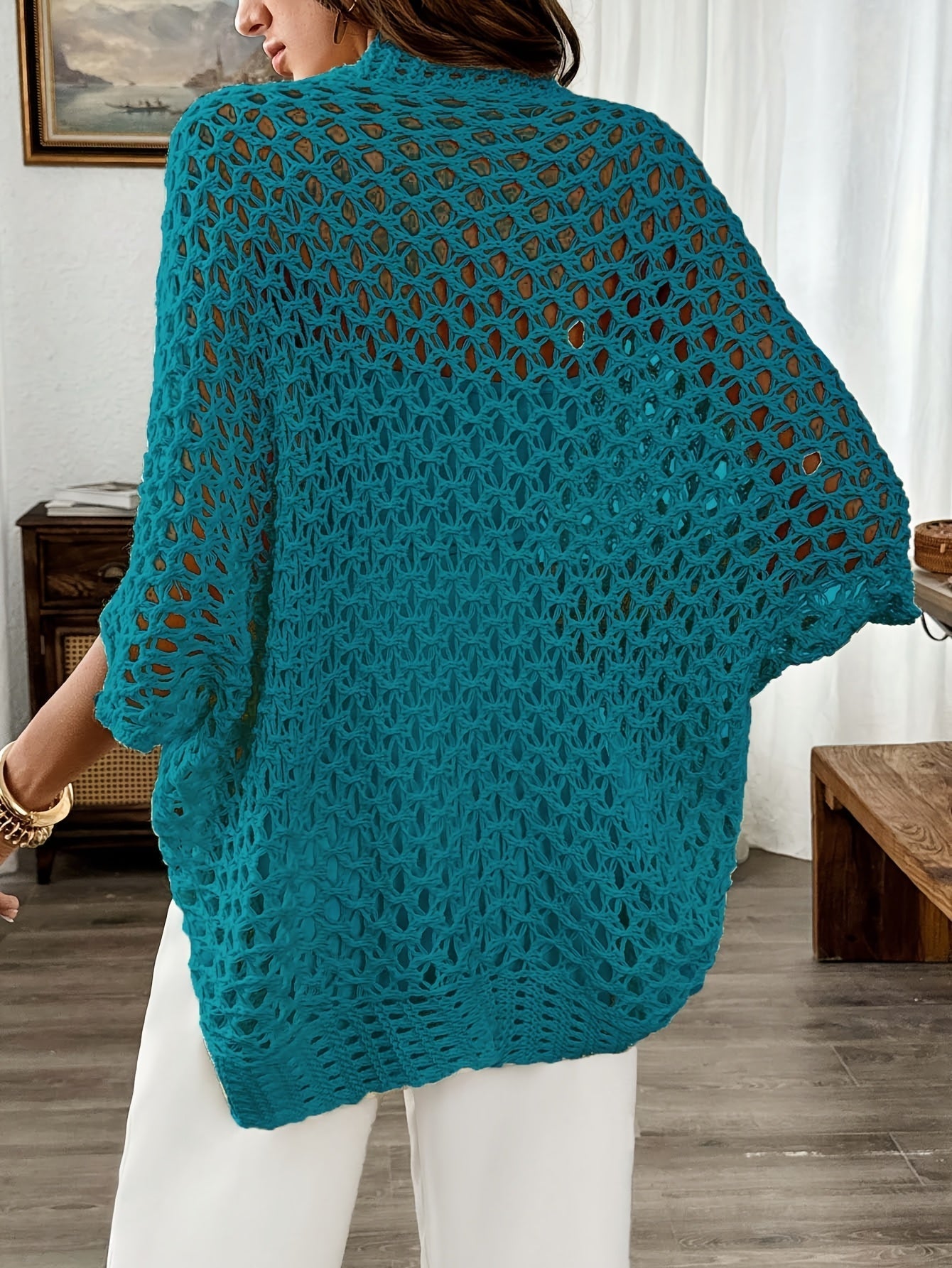 Etleva - Elegante Cárdigan Hueco Con Mangas Murciélago