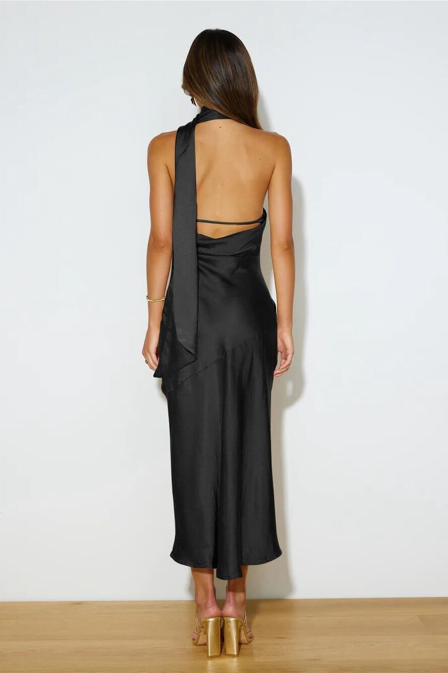 Chloe™ | Vestido Midi de Seda Lujo con Cuello Halter