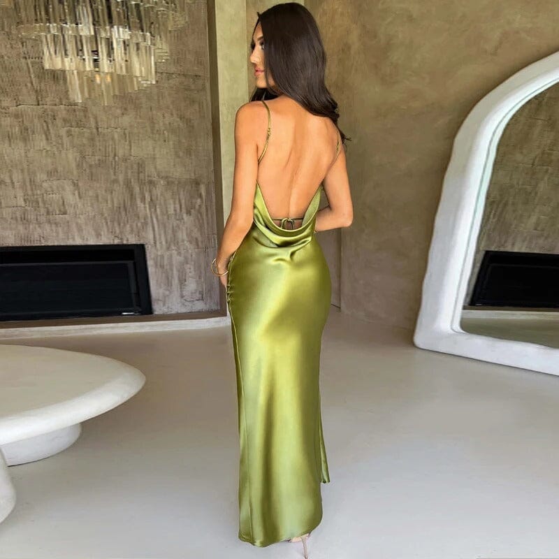 Lily™ | Vestido Maxi de Satén con Tirantes de Spaghetti