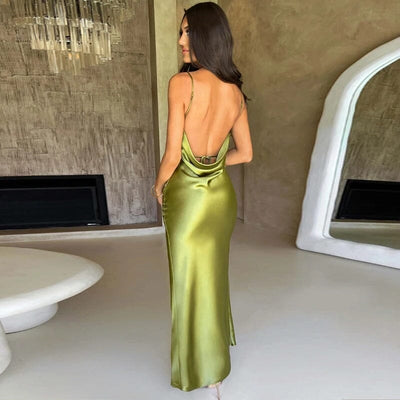 Lily™ | Vestido Maxi de Satén con Tirantes de Spaghetti