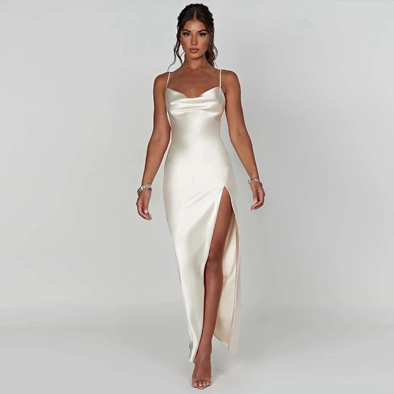 Lily™ | Vestido Maxi de Satén con Tirantes de Spaghetti