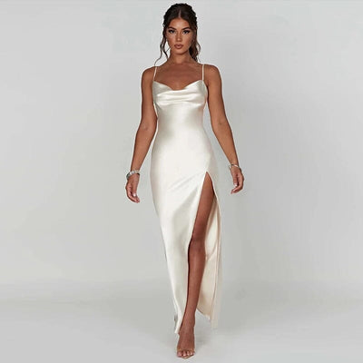 Lily™ | Vestido Maxi de Satén con Tirantes de Spaghetti