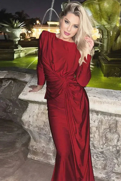 Michaela™ | Vestido Maxi con Manga Larga y Frontal Torcido Elegante